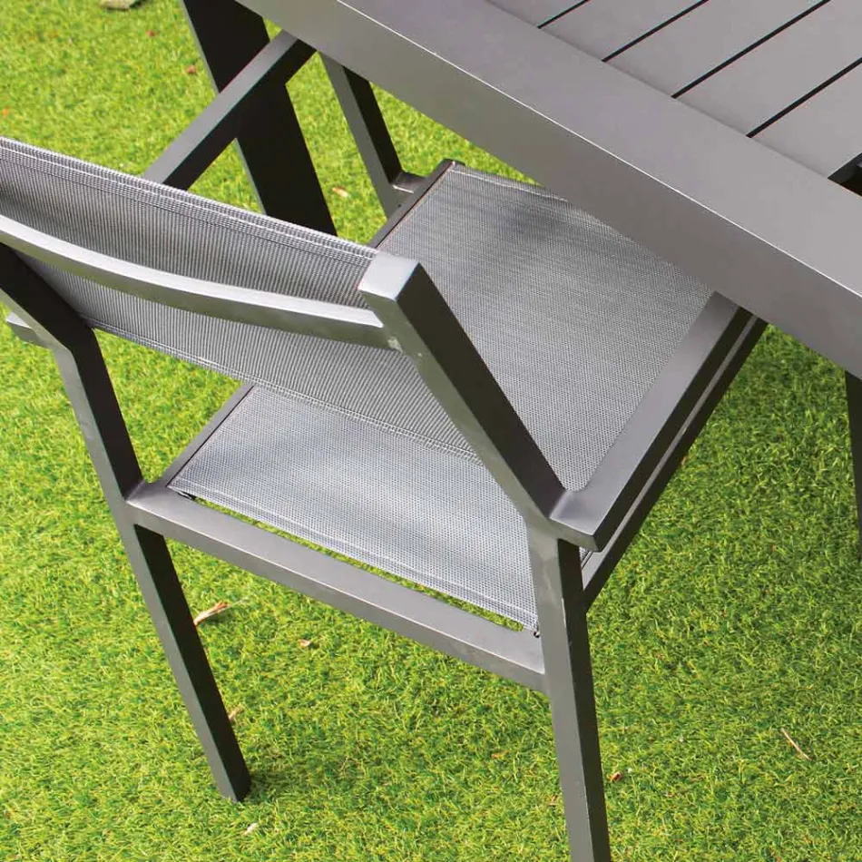 Stackable Garden Chair in Aluminum and Textilene - Ninfea Viadurini