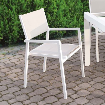 Stackable Garden Chair in Aluminum and Textilene - Ninfea Viadurini