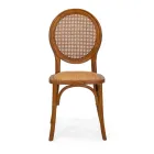 Stackable Living Room Chair in Ailando Wood and Vienna Straw - Laguna Viadurini