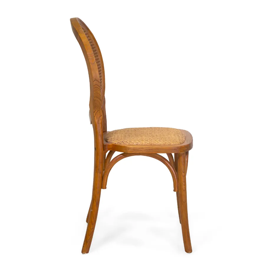 Stackable Living Room Chair in Ailando Wood and Vienna Straw - Laguna Viadurini