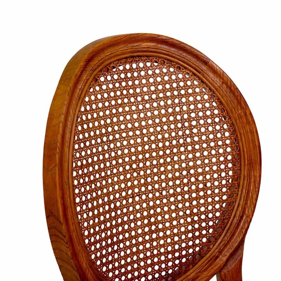 Stackable Living Room Chair in Ailando Wood and Vienna Straw - Laguna Viadurini