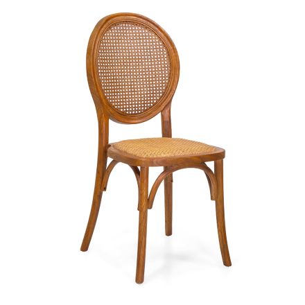 Stackable Living Room Chair in Ailando Wood and Vienna Straw - Laguna Viadurini