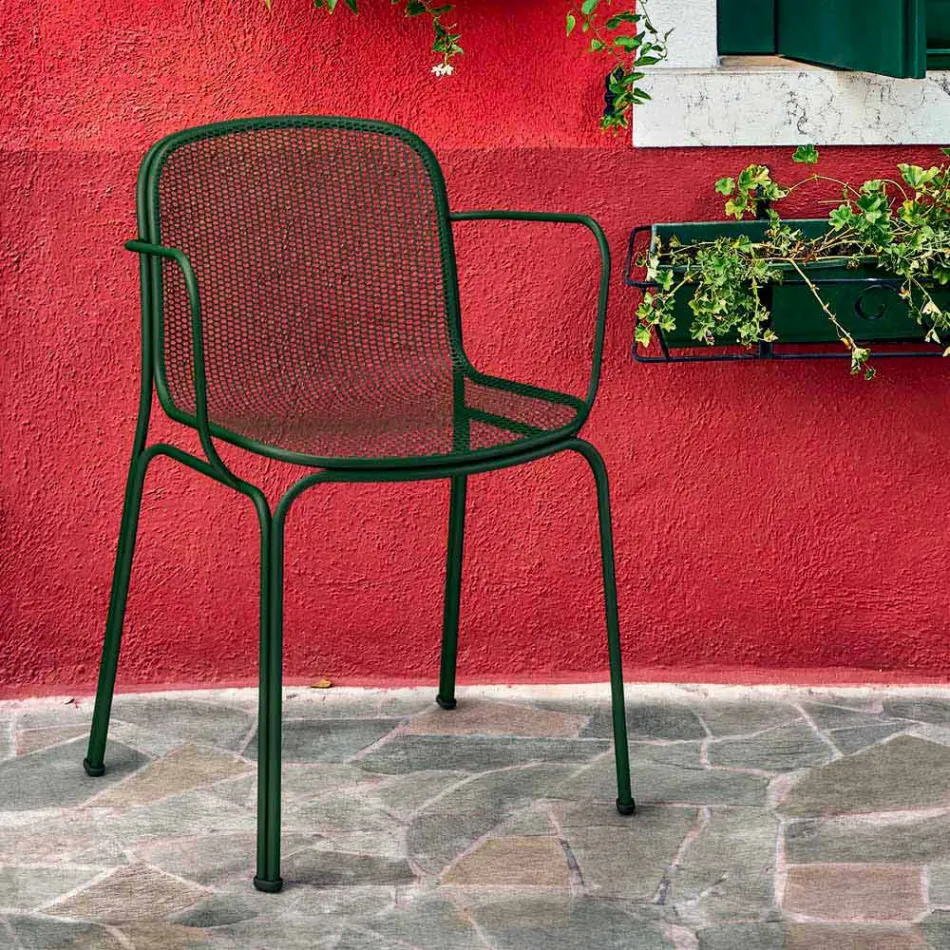 Stackable Outdoor Metal Chair Made in Italy, 4 Pieces - Verna Viadurini