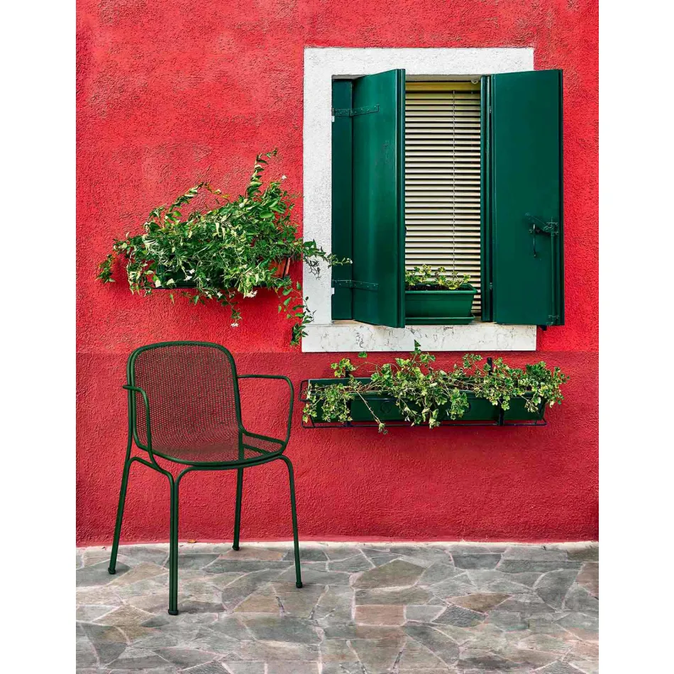 Stackable Outdoor Metal Chair Made in Italy, 4 Pieces - Verna Viadurini