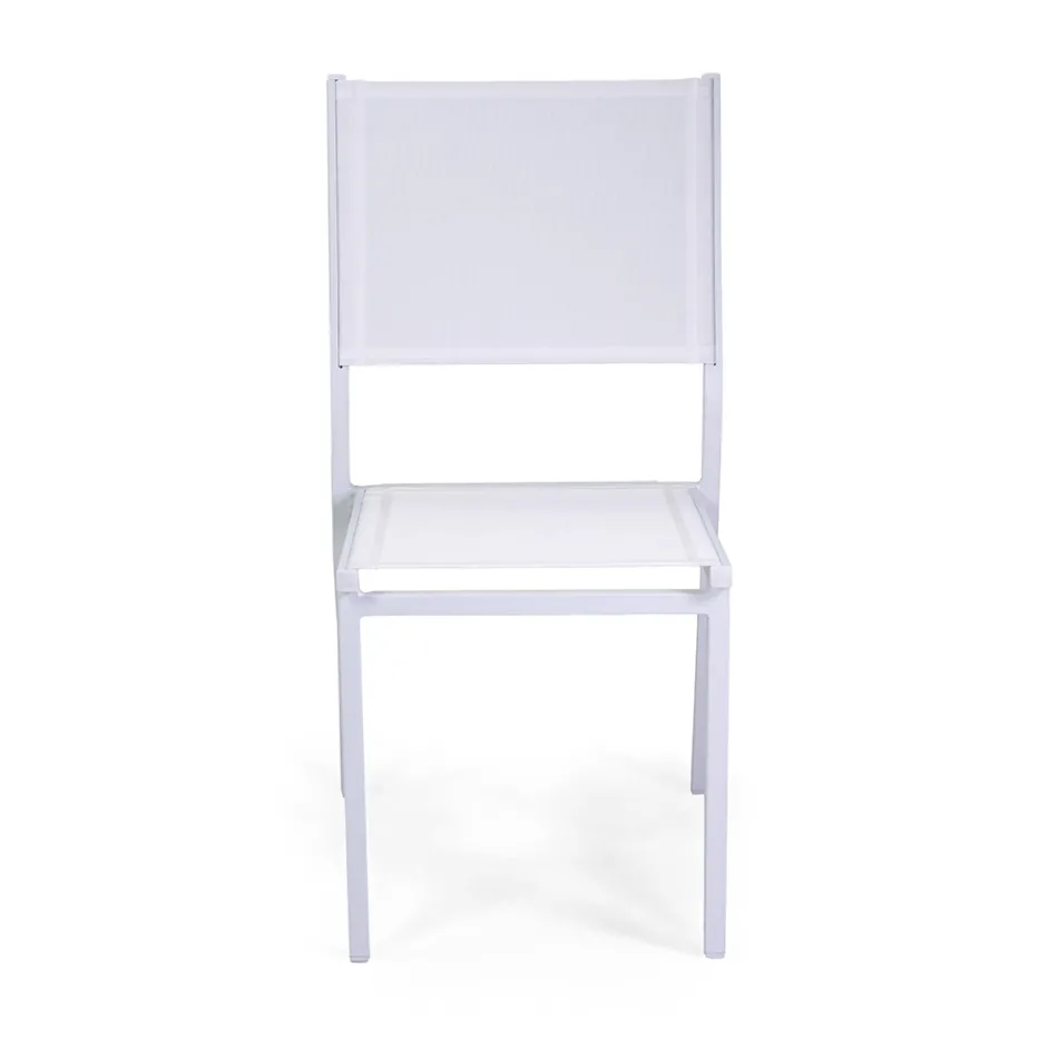 Stackable Chair in Textilene and White Aluminum Frame - Pennarello Viadurini