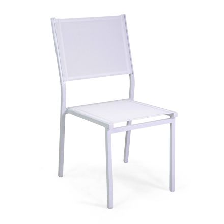 Stackable Chair in Textilene and White Aluminum Frame - Pennarello Viadurini