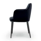 Steel Chair with Velvet Covered Seat Made in Italy - Arisa Viadurini