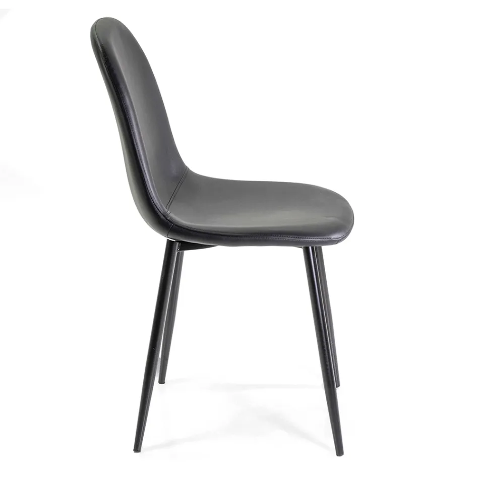 Eco-leather chair with different finishes and metal structure - Pencil Viadurini