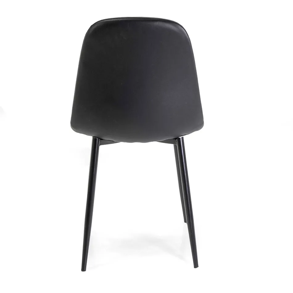 Eco-leather chair with different finishes and metal structure - Pencil Viadurini