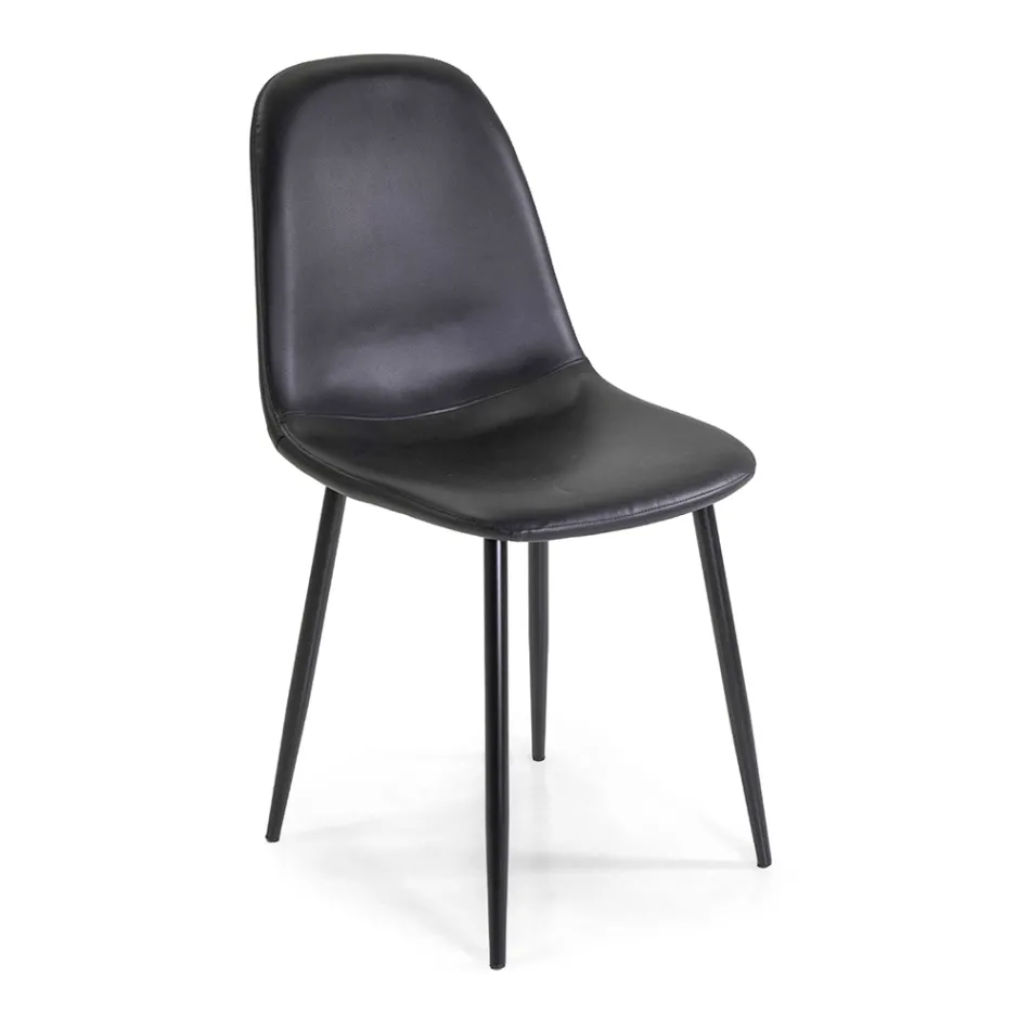Eco-leather chair with different finishes and metal structure - Pencil Viadurini