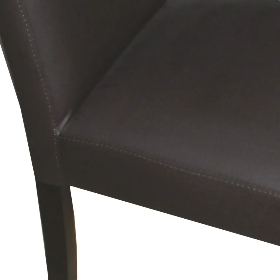 Faux Leather Chair and Lacquered Beech Legs Made in Italy - Jesse Viadurini