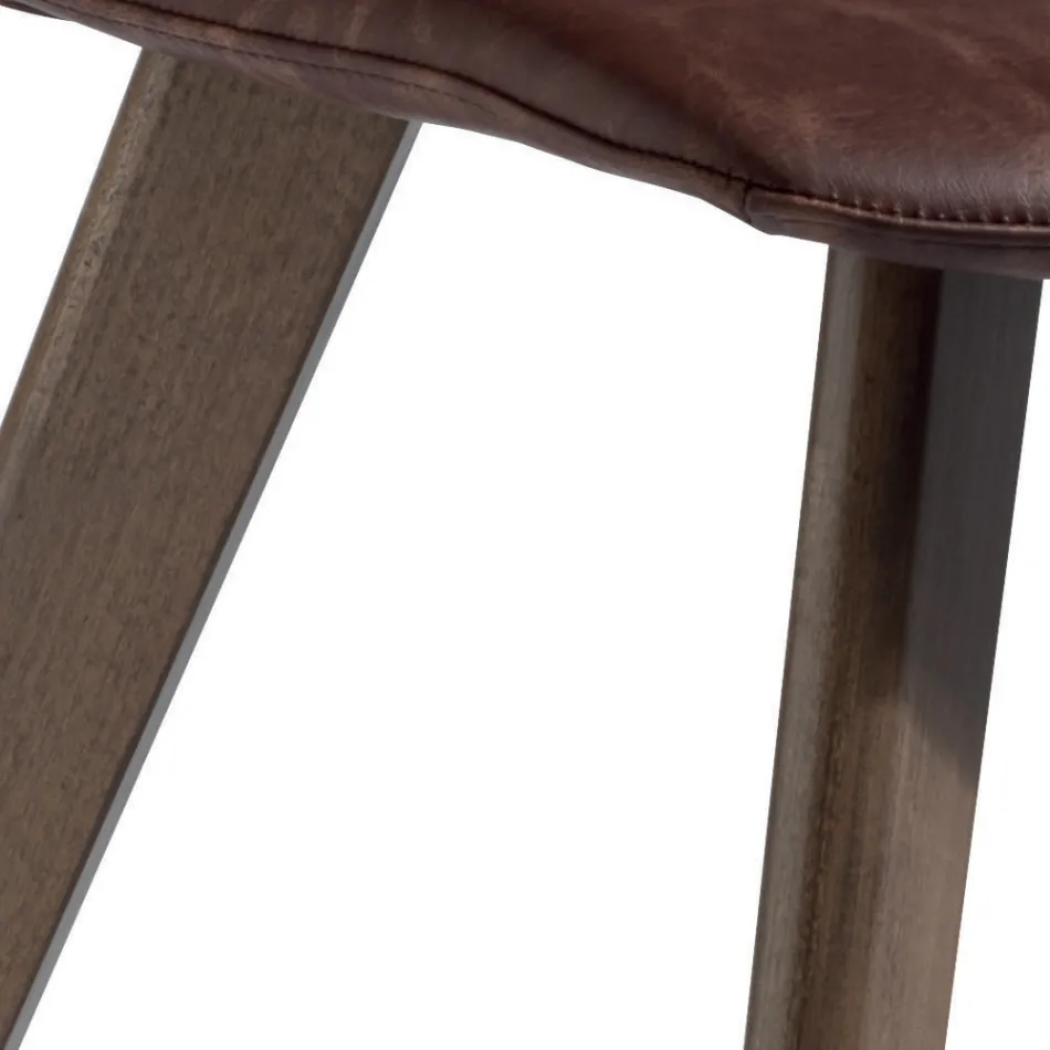 Chair in Monocoque Beech and Regenerated Leather Made in Italy - Jayden Viadurini