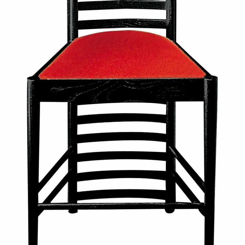 Chair in Black Painted Ash with Seat in Cotton Made in Italy - Merapio Viadurini