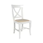 Chair in White Gleaned Wood and Juma Beige Fabric Made in Italy - Diamante Viadurini