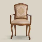 Classic Wooden Chair with Luxury Upholstered Fabric Made in Italy - Majesty Viadurini