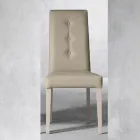 Wooden Chair and Eco-leather Seat with Italian Design Buttons - Mircea Viadurini