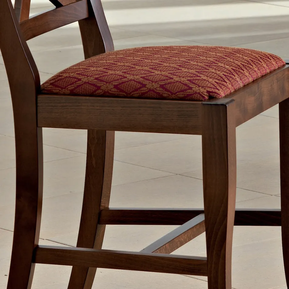 Chair in Wood and Fabric Classic Design Crossed Backrest - Debussy Viadurini