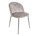 Black Metal Chair and Gray Velvet Seat Made in Italy - Meredith
