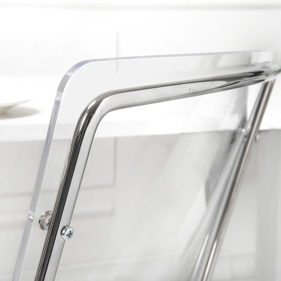 Chair in Transparent Plexiglass and Iron Made in Italy 2 Pieces - Charlotte Viadurini