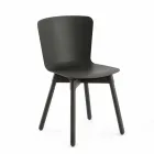 Polypropylene Chair with Stained Oak Base Made in Italy, 2 Pieces - Scandio Viadurini