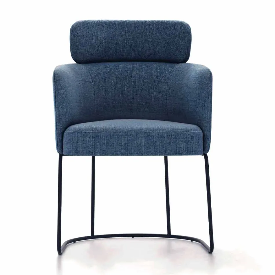 Fabric Chair with Luxury Black Metal Structure Made in Italy - Cocoa Viadurini