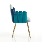 Chair in Grey, Green and Blue Velvet Effect Fabric - Watermelon Viadurini