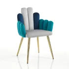 Chair in Grey, Green and Blue Velvet Effect Fabric - Watermelon Viadurini