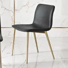 Chair in Leather Effect Fiber Fabric and Metal Legs Made in Italy - Amane Viadurini
