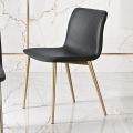 Chair in Leather Effect Fiber Fabric and Metal Legs Made in Italy - Amane