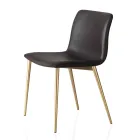 Chair in Leather Effect Fiber Fabric and Metal Legs Made in Italy - Amane Viadurini