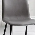 Chair in Leather Effect Fiber Fabric and Metal Legs Made in Italy - Amane Viadurini