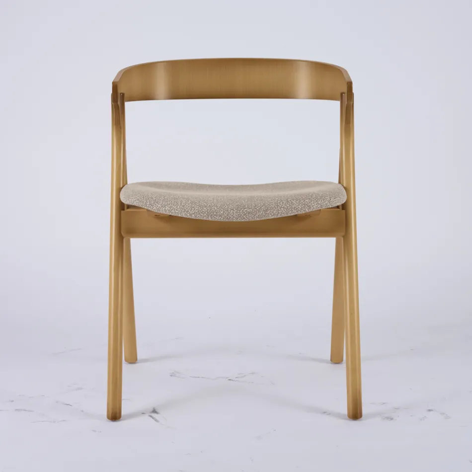 Modern living room chair in different fabrics with wooden shell - Wolter Viadurini
