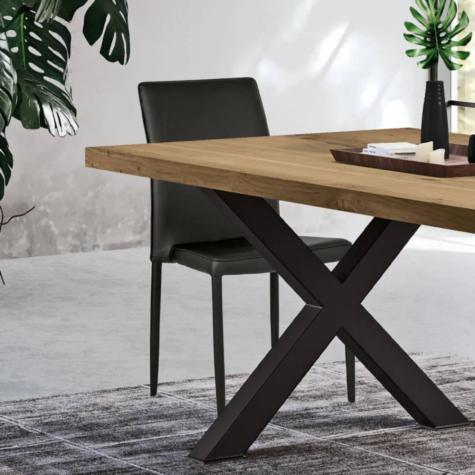 Modern Living Area Chair in Eco-Leather and Metal Made in Italy - Michaela Viadurini