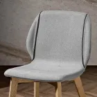 Modern Chair of Elegant Design in Fabric with Border and Wood - Scarat Viadurini