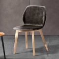 Modern Chair of Elegant Design in Quilted Velvet and Wood - Scarat