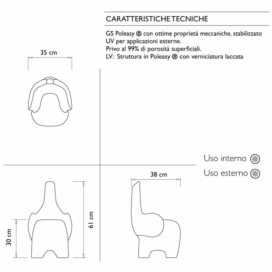 Modern Design Elephant Chair for Children, 4 Colored Pieces - Tino by Myyour Viadurini