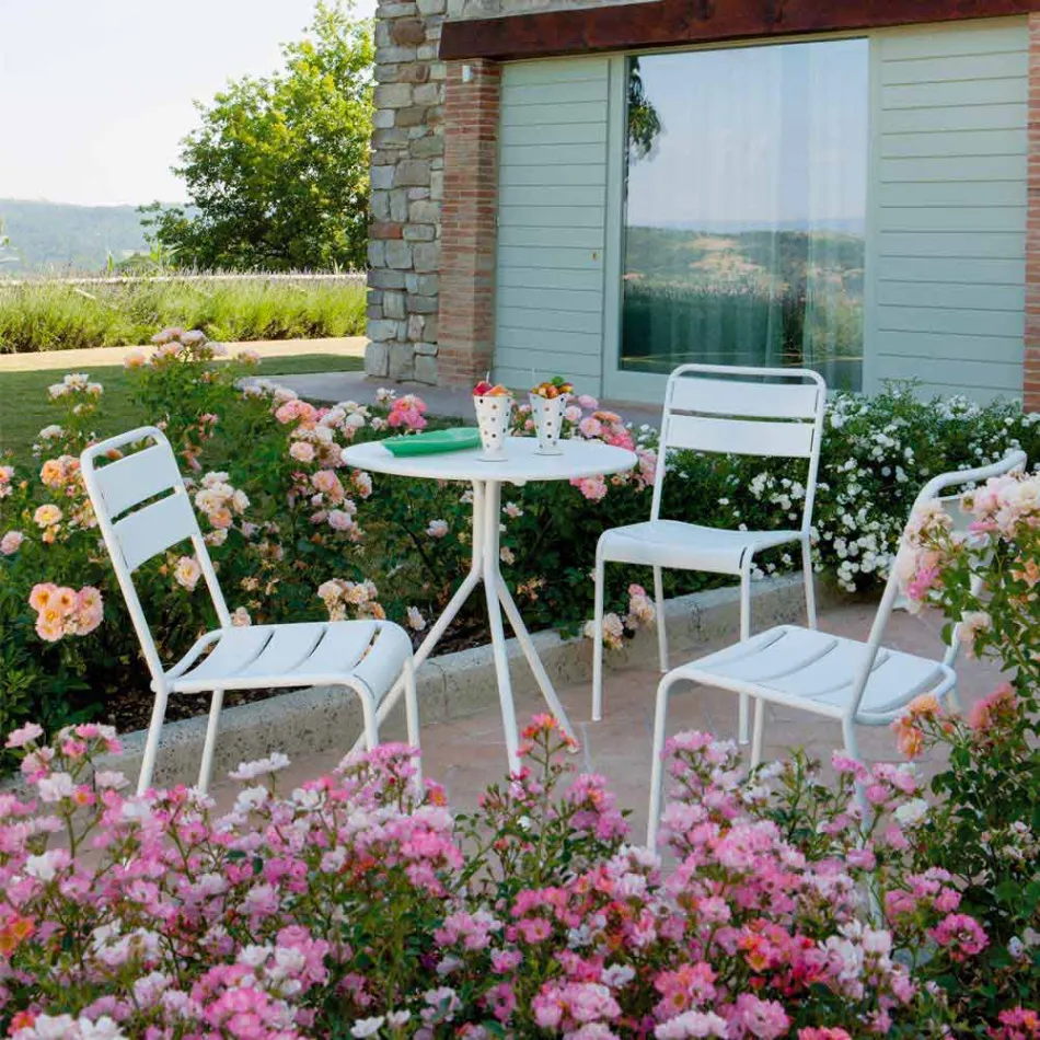 Stackable Outdoor Chair Powder Coated Made in Italy, 4 Pieces - Amina Viadurini