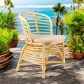 Chair for the Garden in Natural Rattan with Cushion Included - Torvi