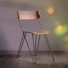 Handcrafted Dining Room Chair in Wood and Steel Made in Italy - Valencia Viadurini