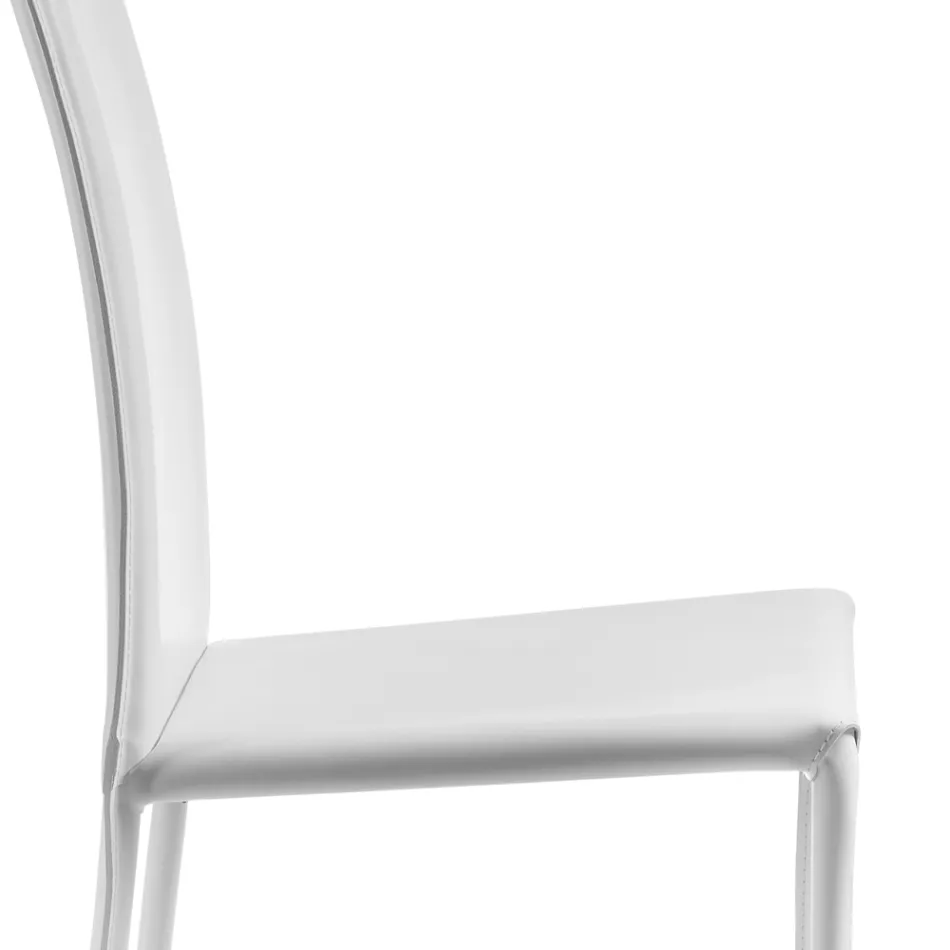 Designer Dining Room Chair Covered in Leather Made in Italy - Sissy Viadurini