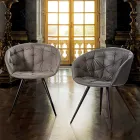 Dining Room Chair in Ecoleather with Legs in Black Painted Metal - Ezio Viadurini