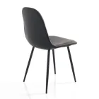 Dining Room Chair in Microfiber and Matt Black Metal 4 Pieces - Jake Viadurini