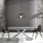 Dining Room Chair in Microfiber and Matt Black Metal 4 Pieces - Jake Viadurini