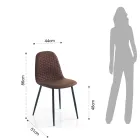 Dining Room Chair in Microfiber and Matt Black Metal 4 Pieces - Jake Viadurini