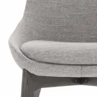 Fabric Dining Room Chair with Wooden Base Made in Italy - Coconut Viadurini