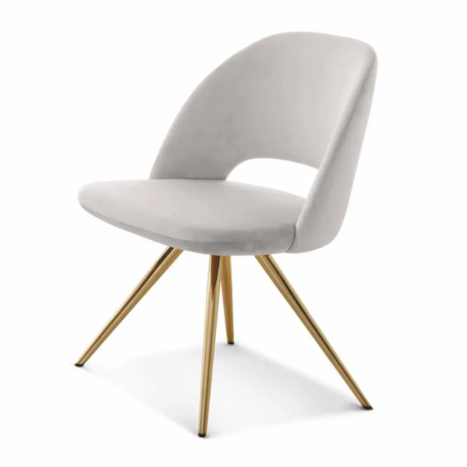 Fabric Dining Room Chair with Gold Legs Made in Italy - Marchesi Viadurini
