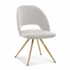 Fabric Dining Room Chair with Gold Legs Made in Italy - Marchesi Viadurini