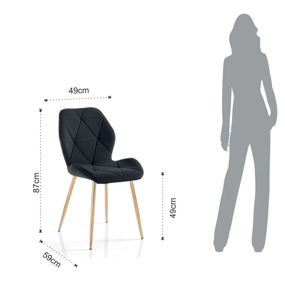 Dining Room Chair in Fabric and Golden Metal 4 Pieces - Smeralda Viadurini