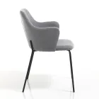 Dining Room Chair in Fabric and Matt Black Metal 2 Pieces - Corinna Viadurini