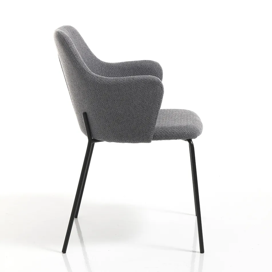 Dining Room Chair in Fabric and Matt Black Metal 2 Pieces - Corinna Viadurini